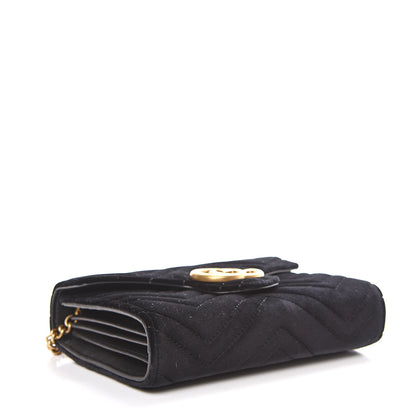 Gucci Velvet Matelasse GG Marmont Chain Wallet Black 3 of 11