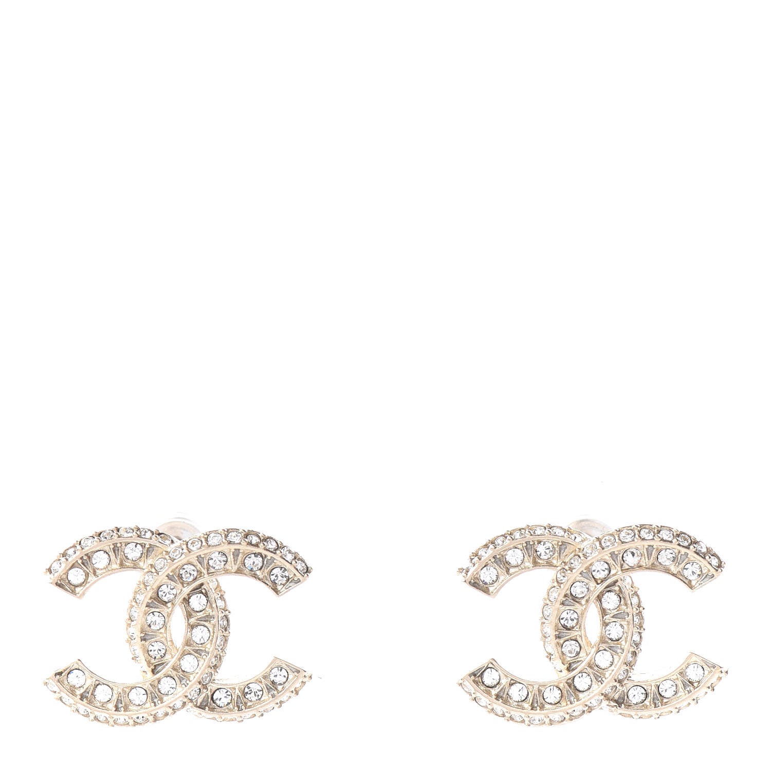 Chanel Crystal Timeless CC Earrings Light Gold 1 of 5