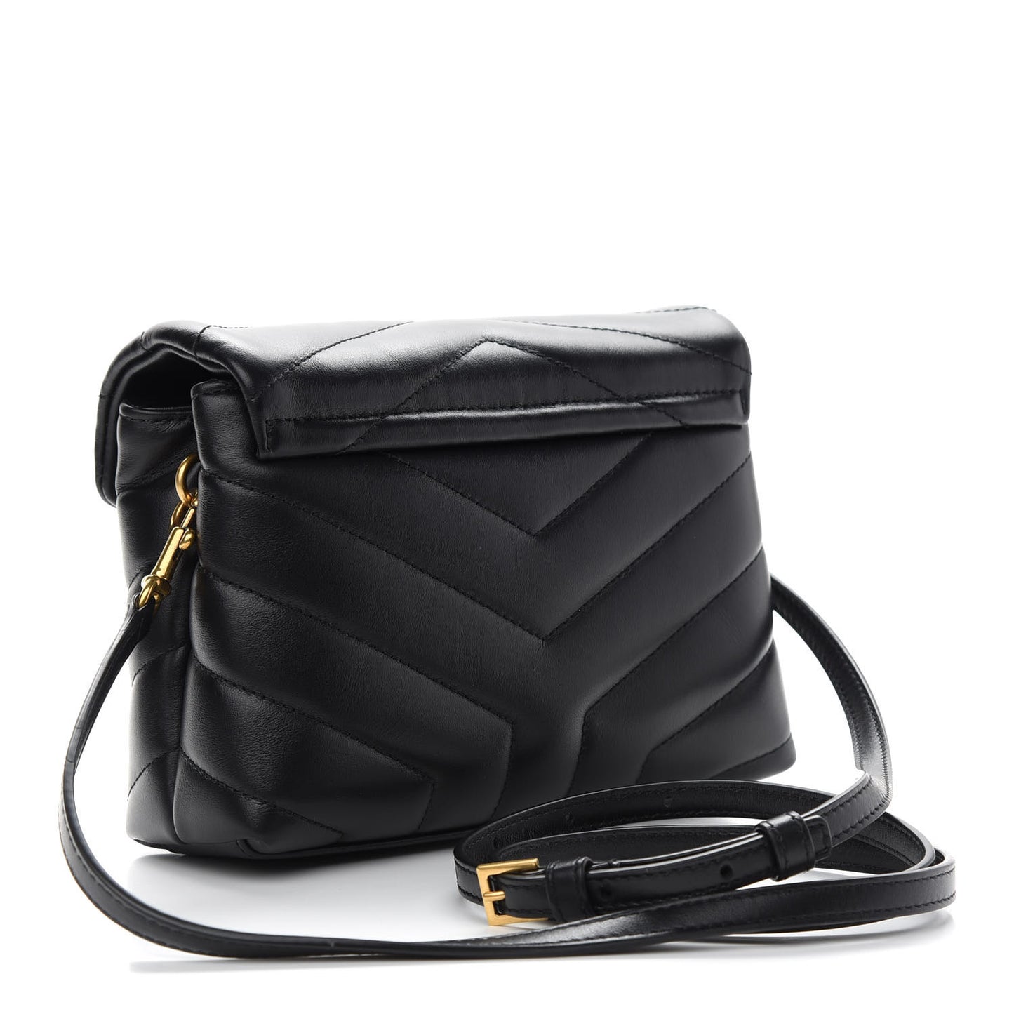 Calfskin Y Quilted Monogram Toy Loulou Crossbody Bag Black