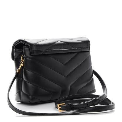 Saint Laurent Calfskin Y Quilted Monogram Toy Loulou Crossbody Bag Black 3 of 8
