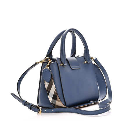 Burberry Soft Grain Calfskin Small Buckle Tote Steel Blue 3 of 7