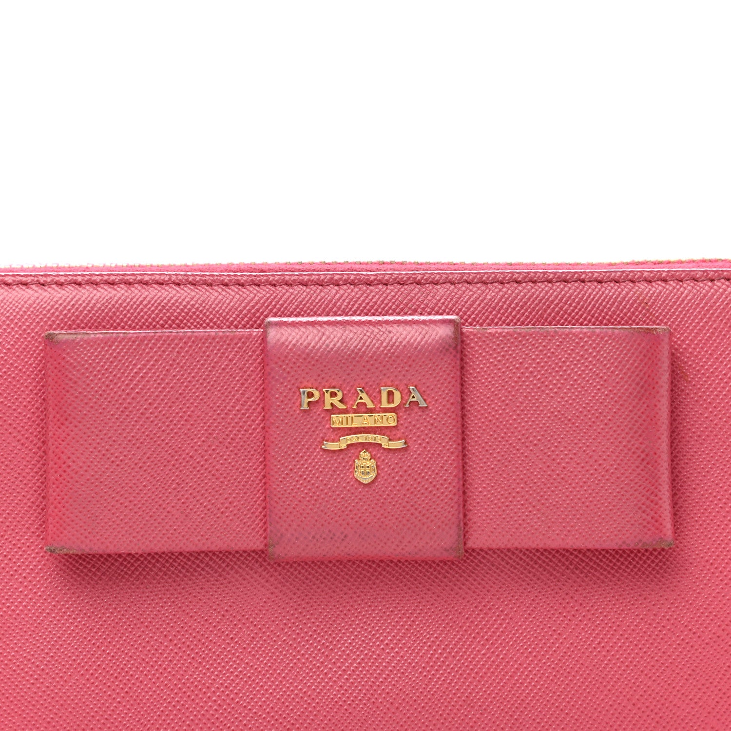 Prada Saffiano Fiocco Bow Zip Around Wallet Peonia 8 of 13
