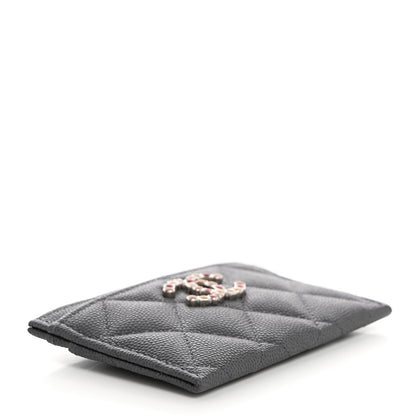 Chanel Shiny Caviar Enamel Quilted CC Flap Card Holder Grey 4 of 9