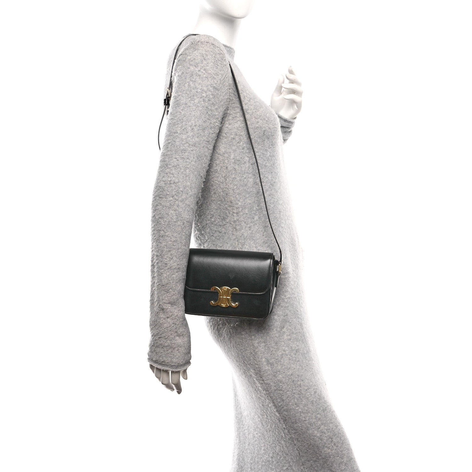 Celine Shiny Calfskin Teen Triomphe Black 2 of 9