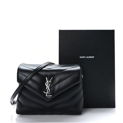 Saint Laurent Calfskin Y Quilted Monogram Toy Loulou Crossbody Bag Black 10 of 10