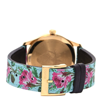 Gucci Stainless Steel Calfskin 38mm G-Timeless Floral Quartz Watch Blue 3 of 5