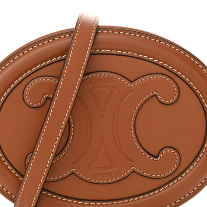 Celine Smooth Calfskin Cuir Small Triomphe Oval Crossbody Purse Tan 8 of 11