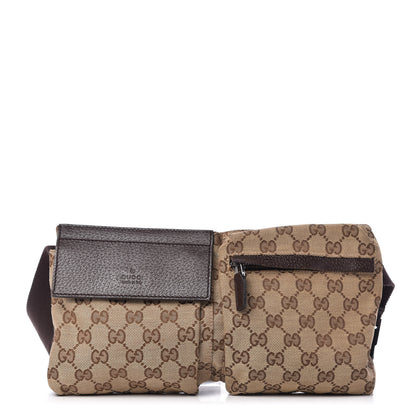 Gucci GG Monogram Double Pocket Belt Bag Dark Brown 1 of 11