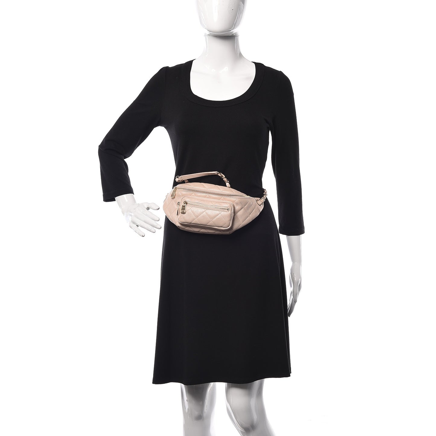Calfskin Quilted All About Waist Belt Bag Light Beige