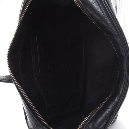 Saint Laurent Calfskin Crocodile Embossed Monogram Lou Camera Bag Black 4 of 4