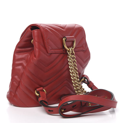Gucci Calfskin Matelasse GG Marmont Flap Backpack Hibiscus Red 2 of 9