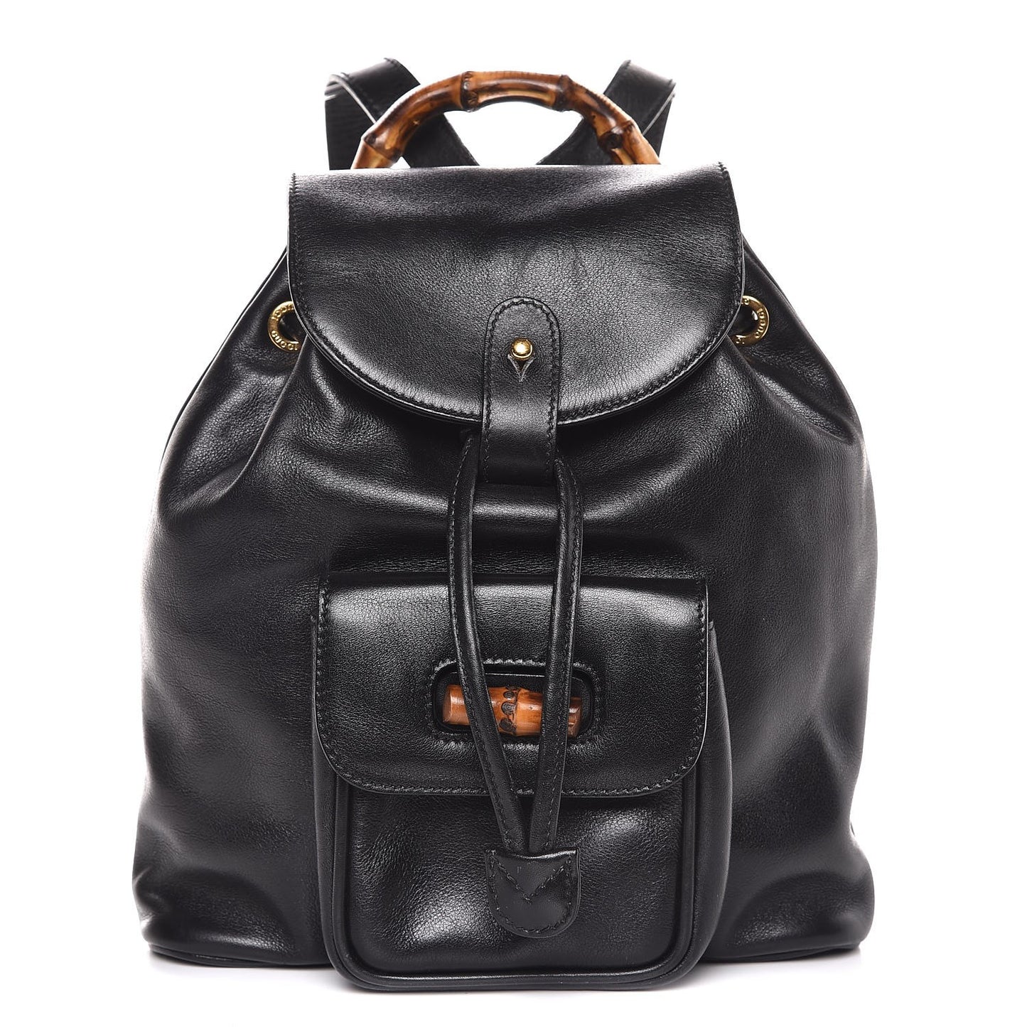 Calfskin Bamboo Backpack Black