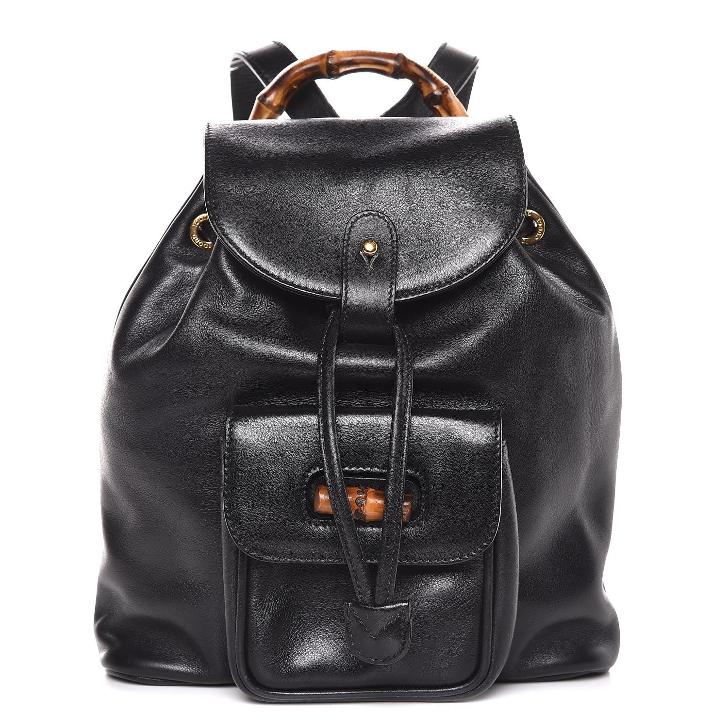 Gucci Calfskin Bamboo Backpack Black 1 of 7