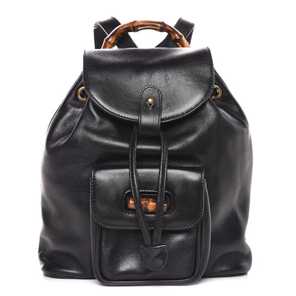Gucci Calfskin Bamboo Backpack Black 1 of 7