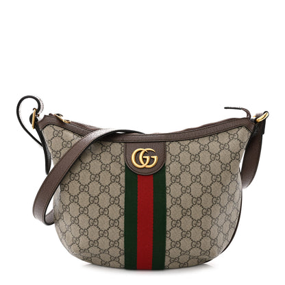 Gucci GG Supreme Monogram Web Small Ophidia Half Moon Hobo Brown 1 of 12