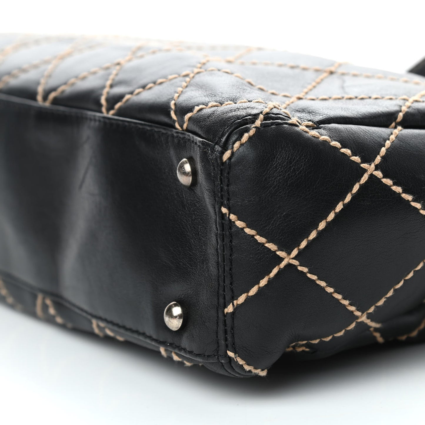 Calfskin Wild Stitch Tote Black