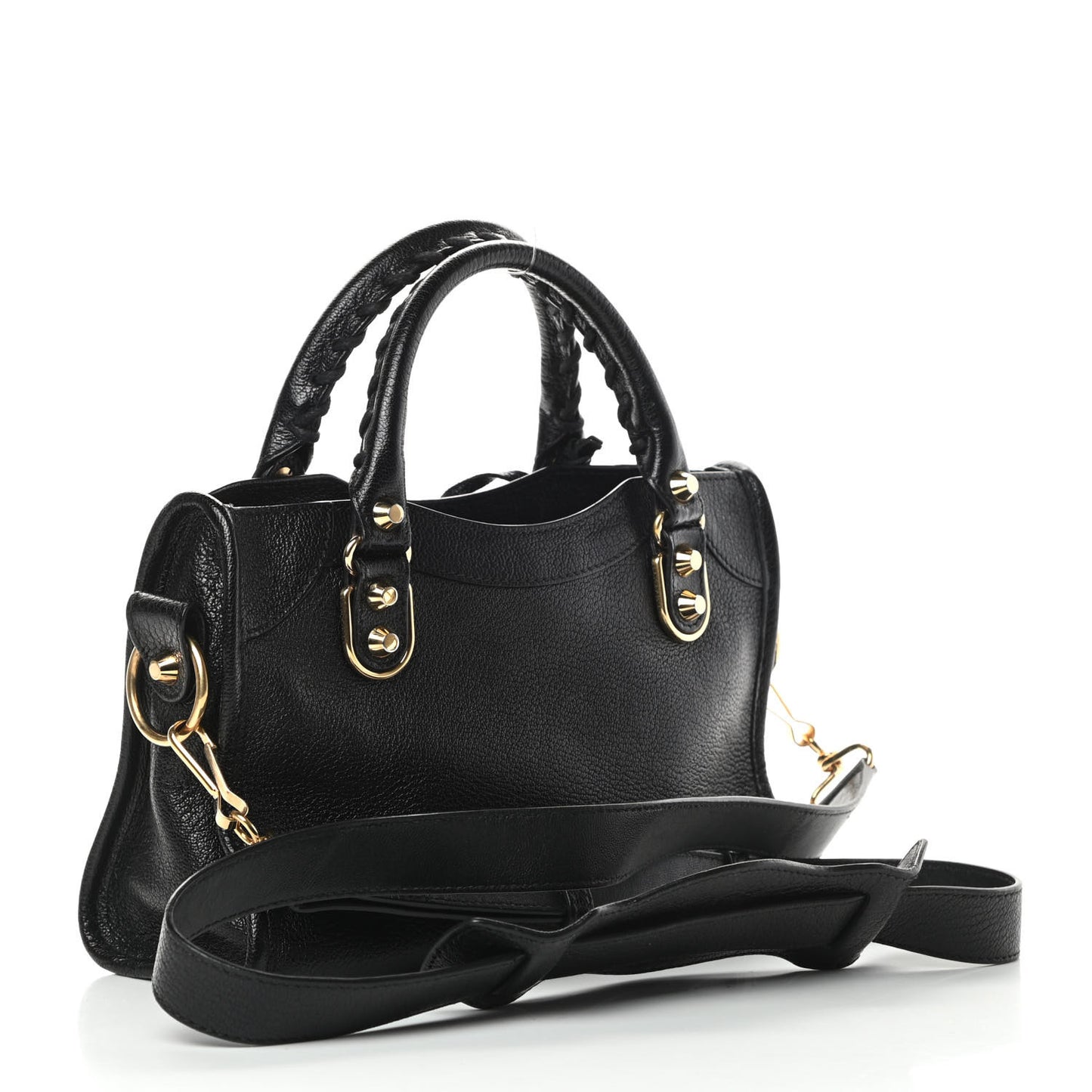 Chevre Gold Metallic Edge Hardware Mini City Black