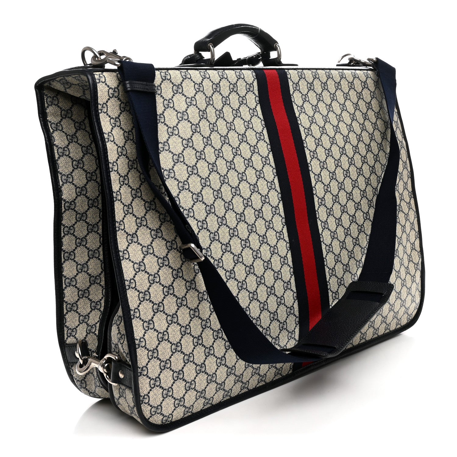 Gucci GG Supreme Monogram Web Savoy Garment Bag Beige Blue 2 of 10