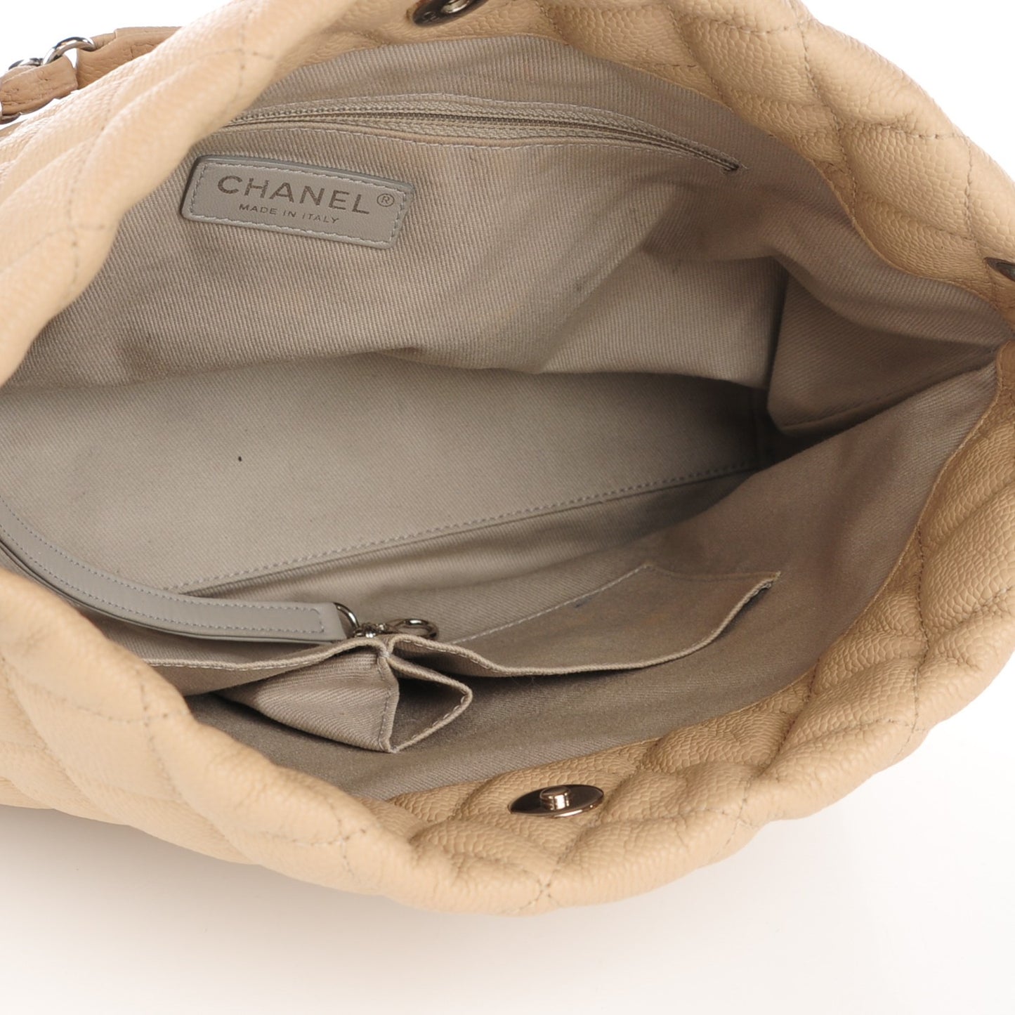 Caviar Quilted Easy Zip Tote Beige Clair