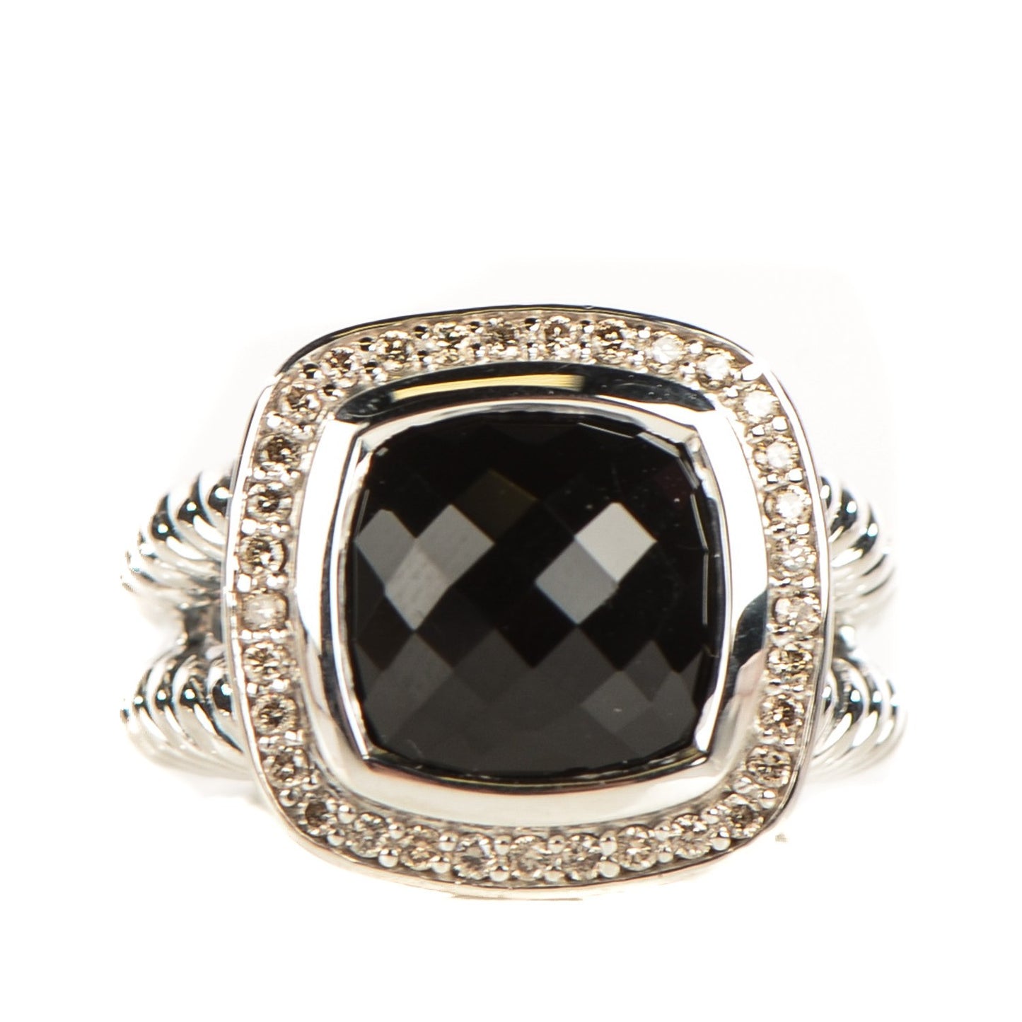 Sterling Silver Diamond Black Onyx 11mm Albion Ring 54 7
