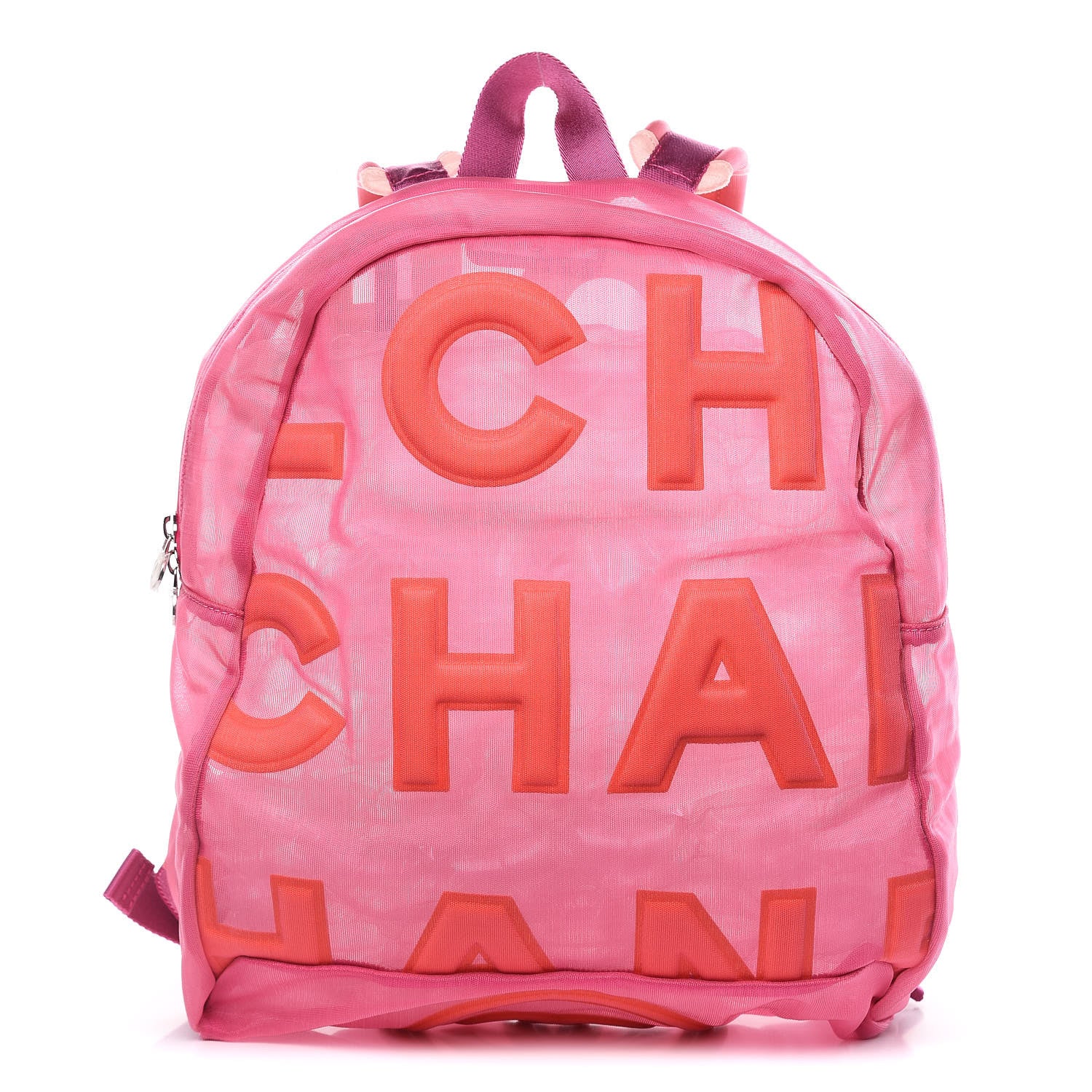 Chanel Mesh Nylon Logo Backpack Pink 1 of 10