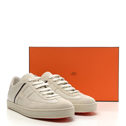 Hermes Epsom Suede Goatskin Mens Boomerang Sneakers 45 Beige Glaise 10 of 10