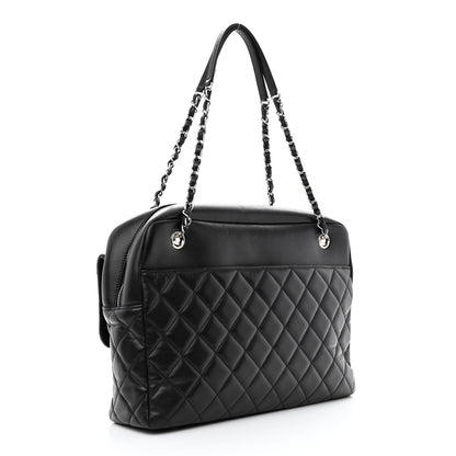 Chanel Lambskin Quilted Bowler Flap Shoulder Bag Black 3 of 12