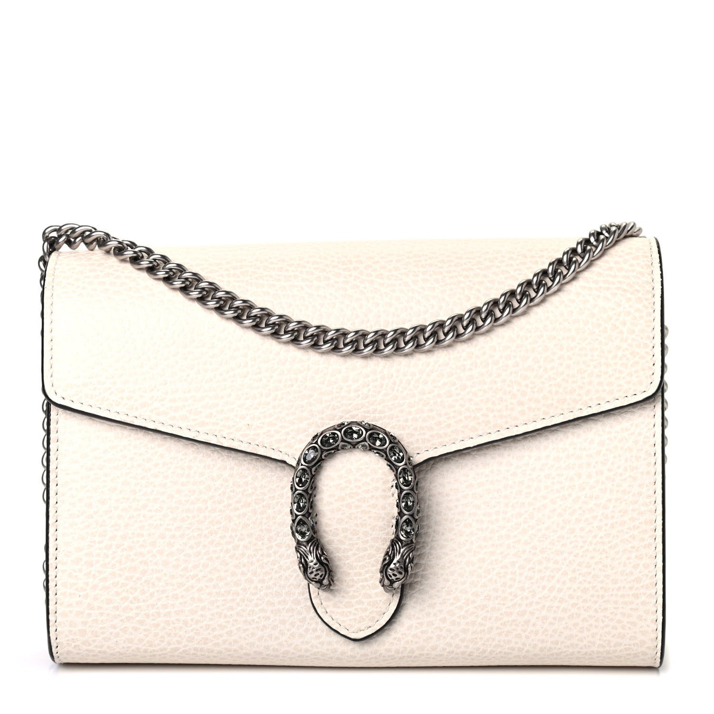 Dollar Calfskin Mini Dionysus Chain Wallet Mystic White