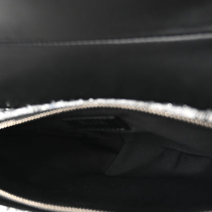 Christian Dior Tweed Saddle Bag Black Silver 5 of 10