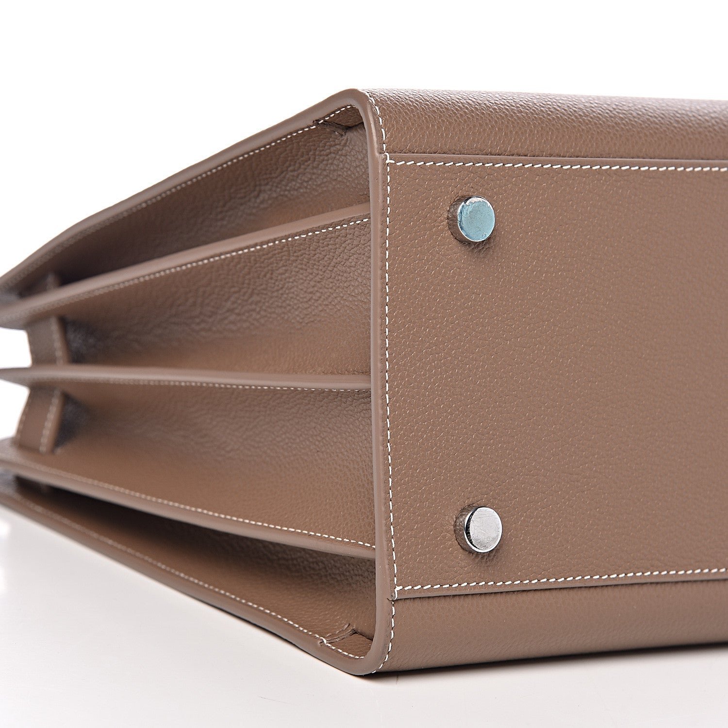 Saint Laurent Grained Calfskin Topstitch Small Classic Sac De Jour Taupe 9 of 10