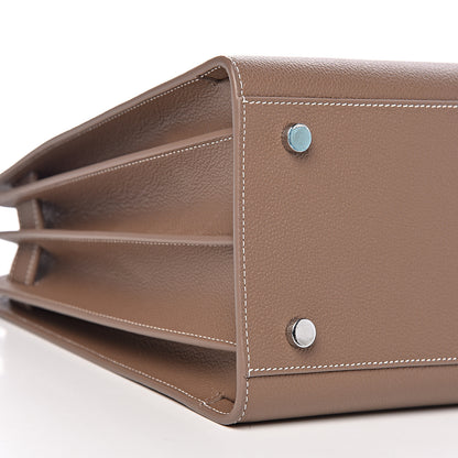 Saint Laurent Grained Calfskin Topstitch Small Classic Sac De Jour Taupe 9 of 10