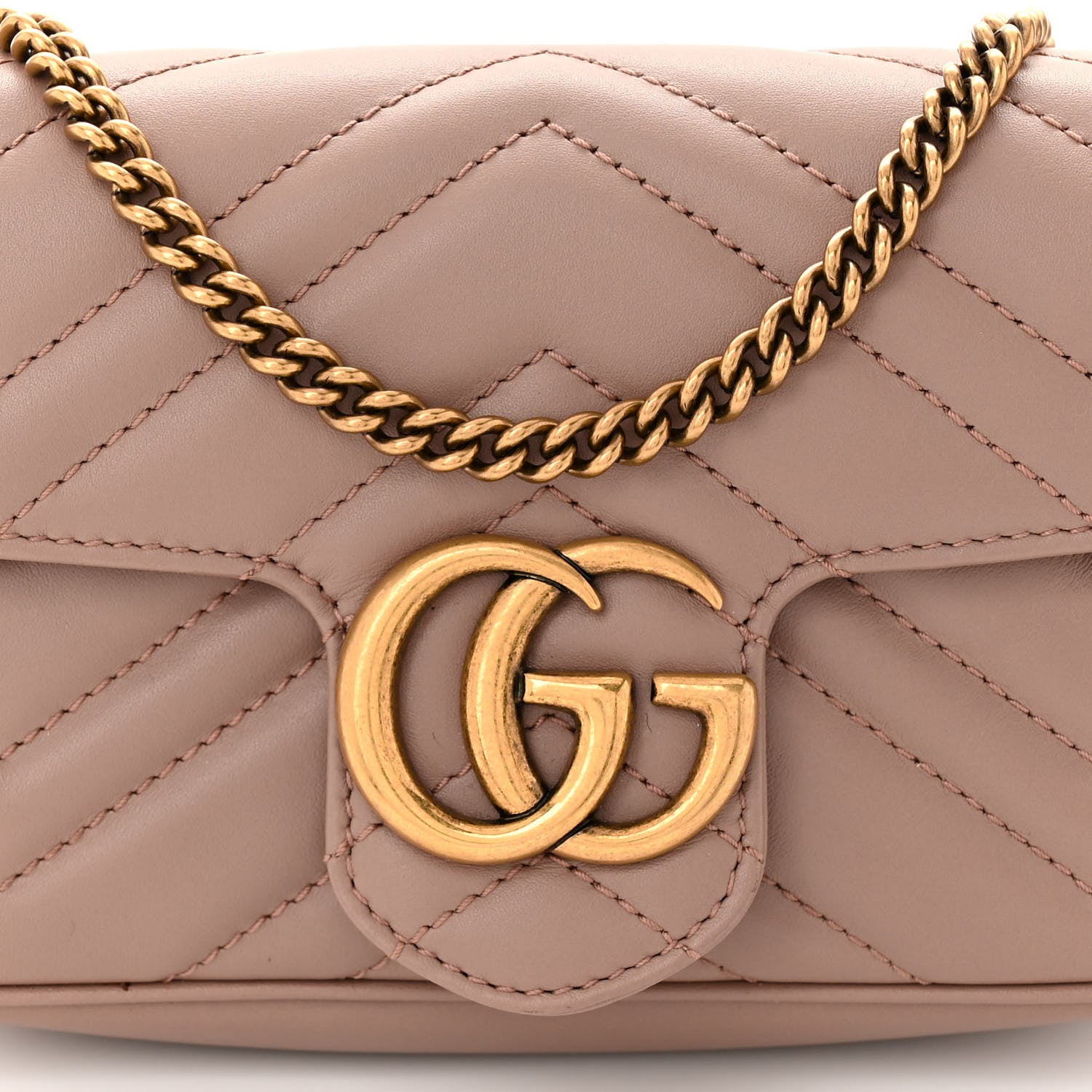 Gucci Calfskin Matelasse Super Mini GG Marmont Shoulder Bag Porcelain Rose 8 of 12