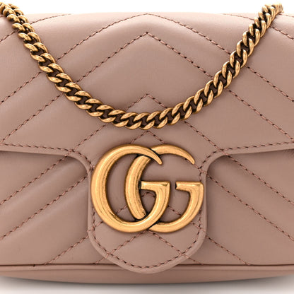 Gucci Calfskin Matelasse Super Mini GG Marmont Shoulder Bag Porcelain Rose 8 of 12