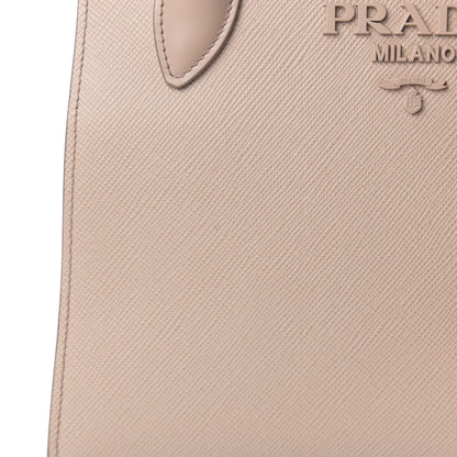 Prada Saffiano Cuir Calfskin Small Monochrome Top Handle Tote Cipria 9 of 10