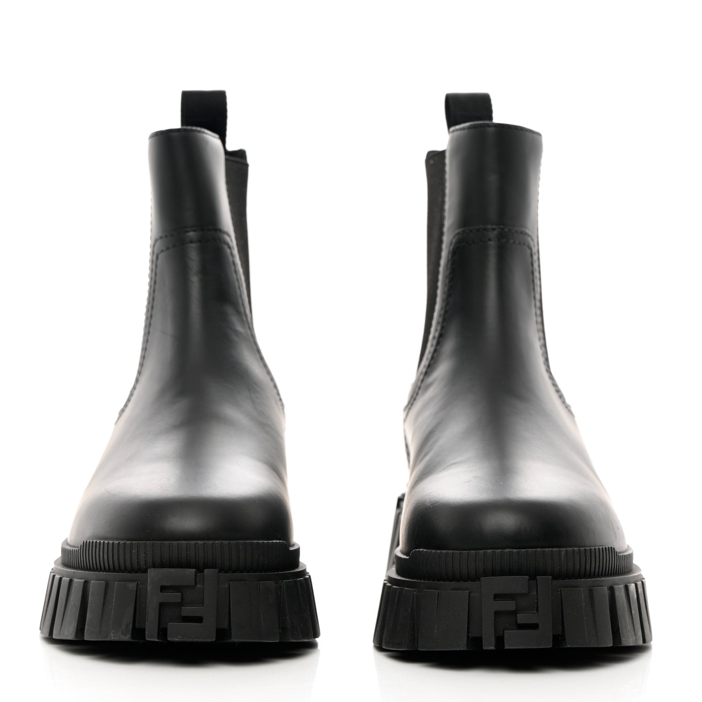 Calfskin Rubber Fendi Force Chelsea Boots 36.5 Black