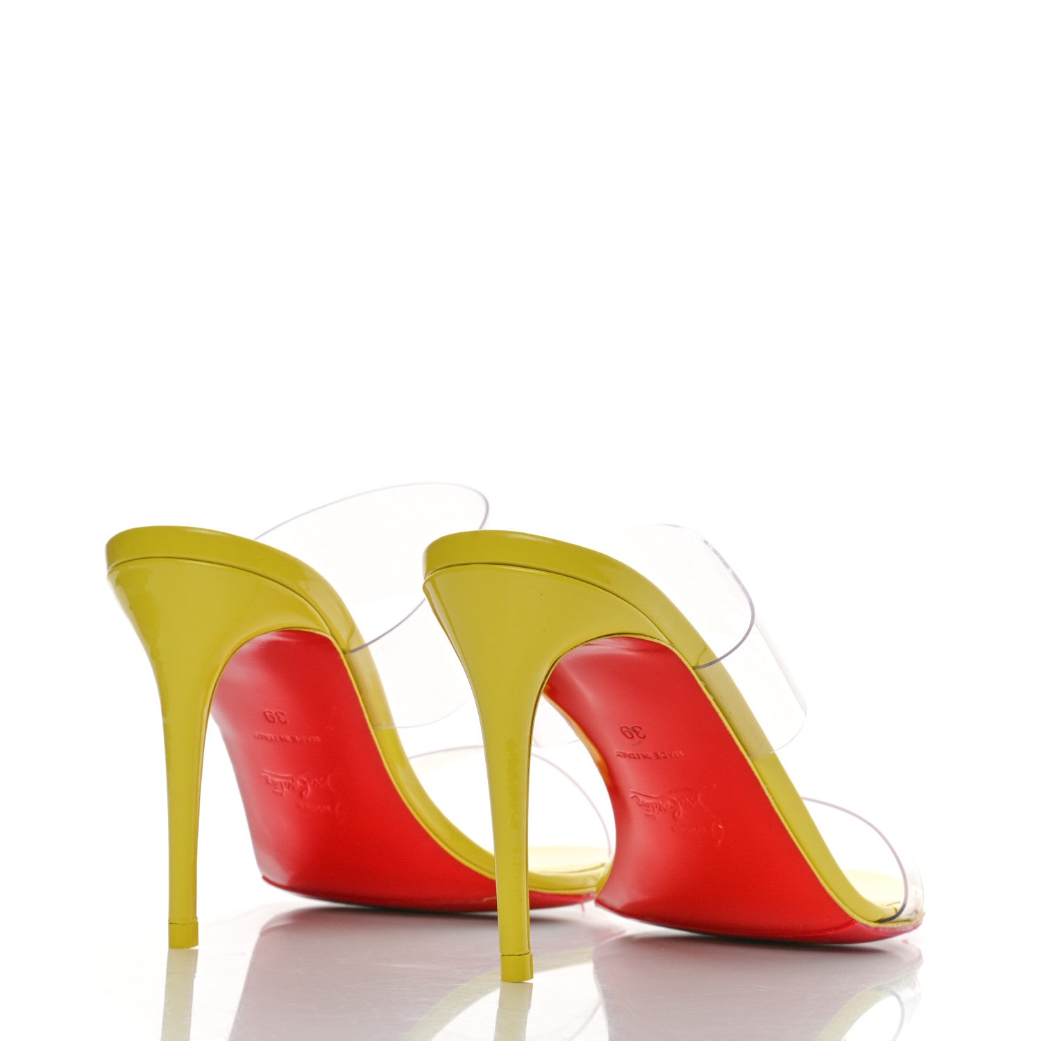 Christian Louboutin Patent PVC Just Nothing 85 Slide Sandals 39 Citrus 4 of 9