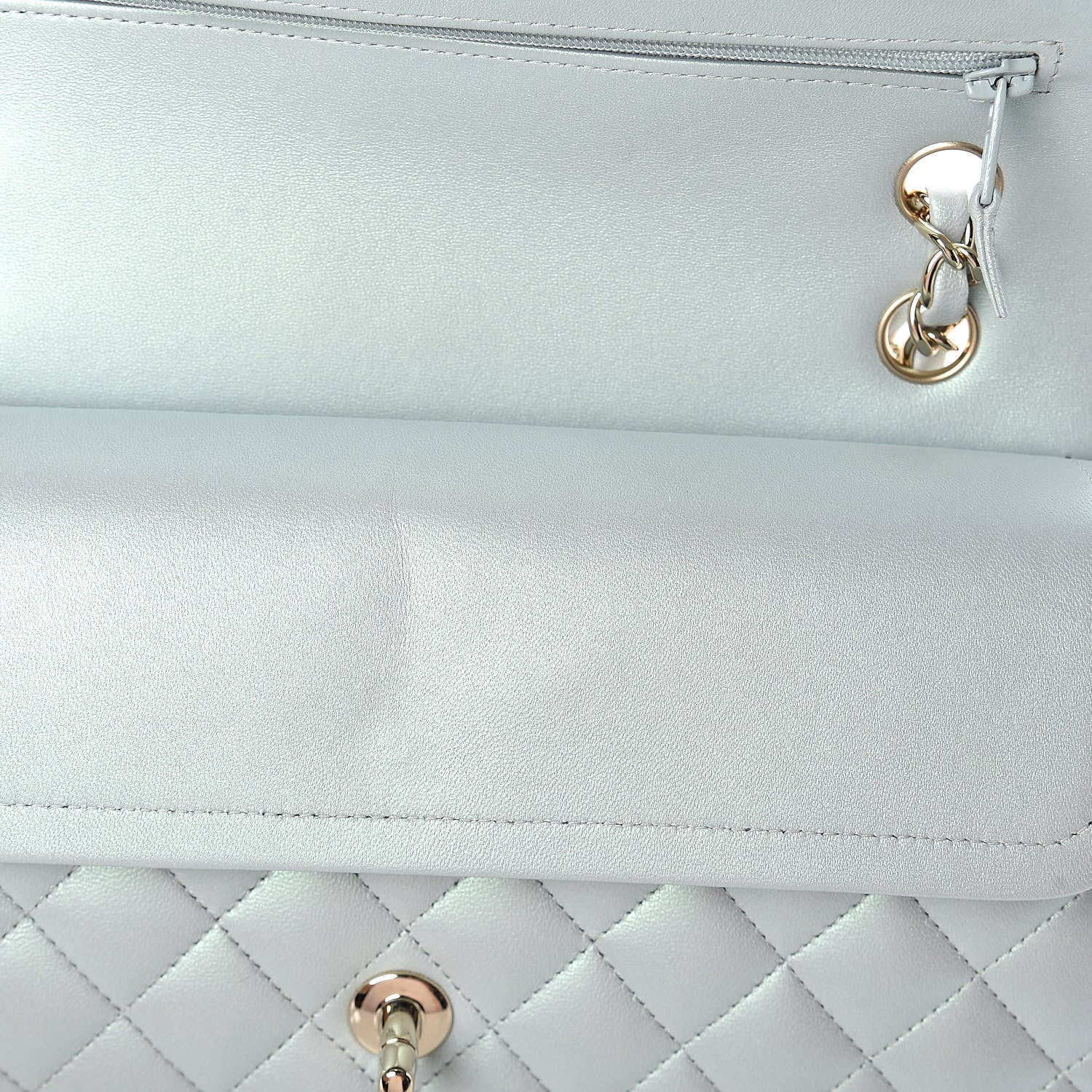 Chanel Iridescent Lambskin Quilted Medium Double Flap Light Blue 11 of 12