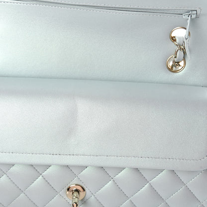 Chanel Iridescent Lambskin Quilted Medium Double Flap Light Blue 11 of 12