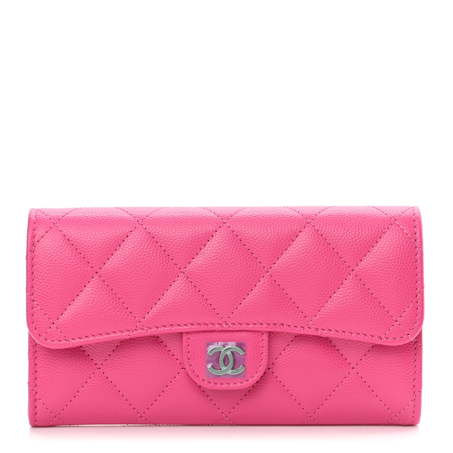 Caviar Quilted Medium Flap Wallet Dark Pink