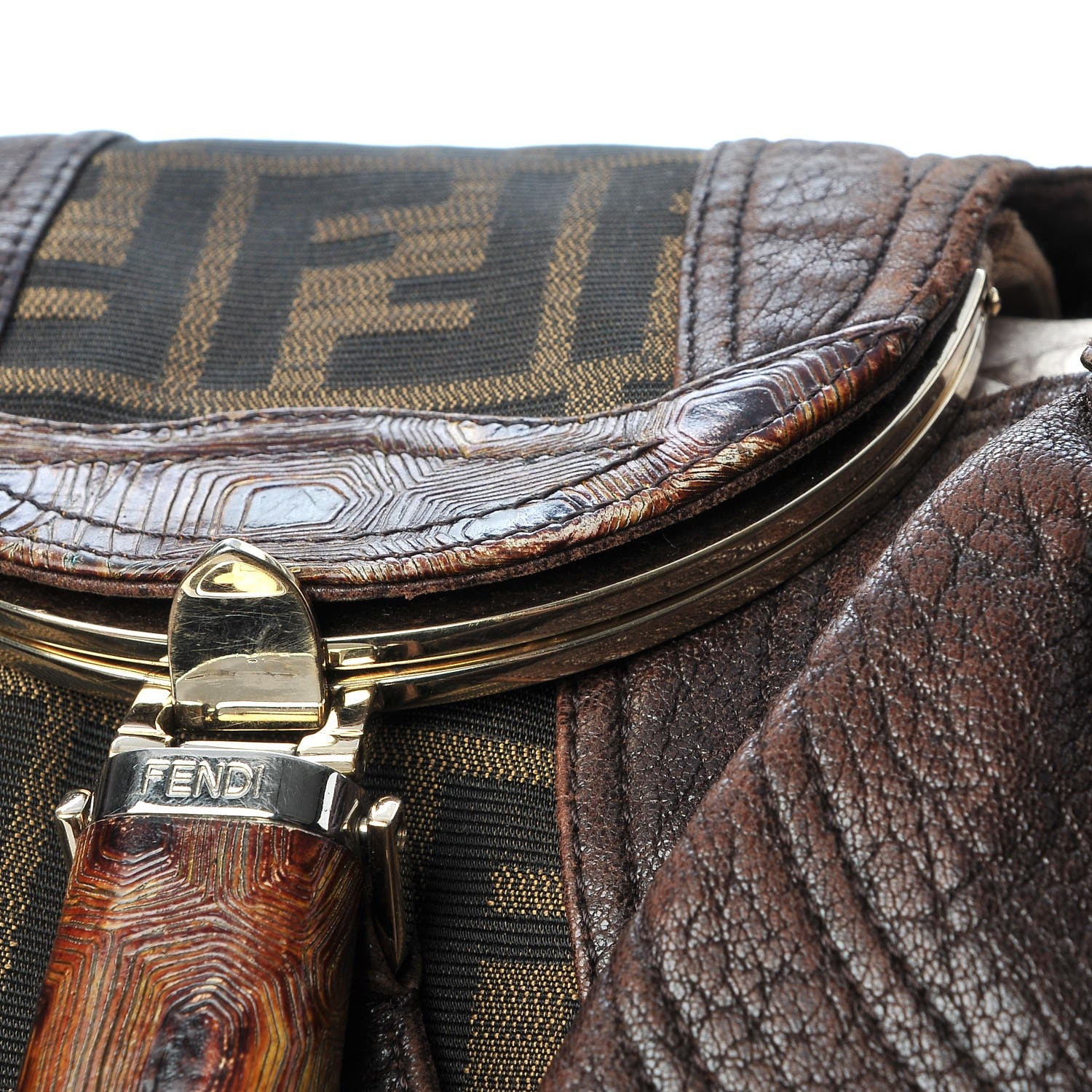 Fendi Zucca Nappa Nuvolata Vitello Tortuga Spy Tobacco Moro 13 of 18