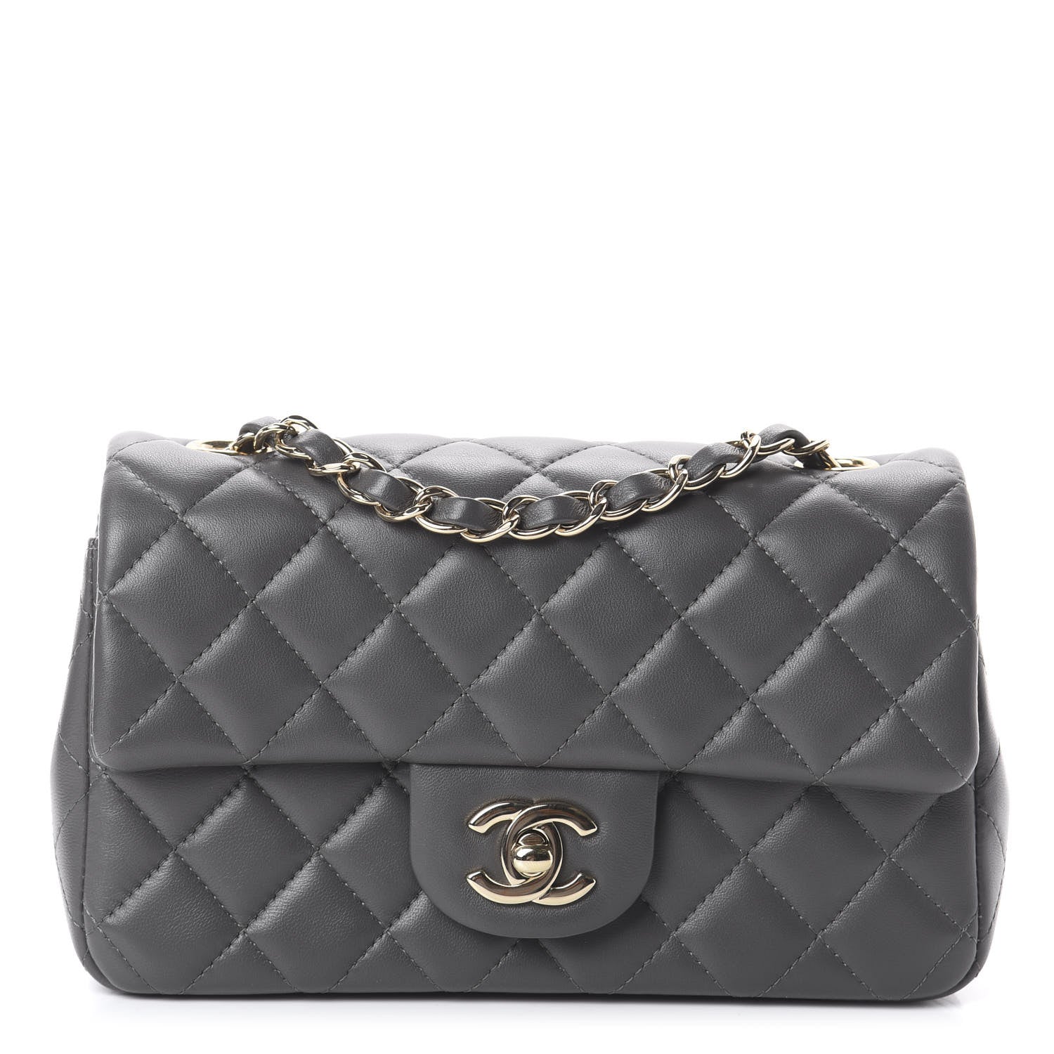 Chanel Lambskin Quilted Mini Rectangular Flap Grey 1 of 8