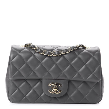 Chanel Lambskin Quilted Mini Rectangular Flap Grey 1 of 8