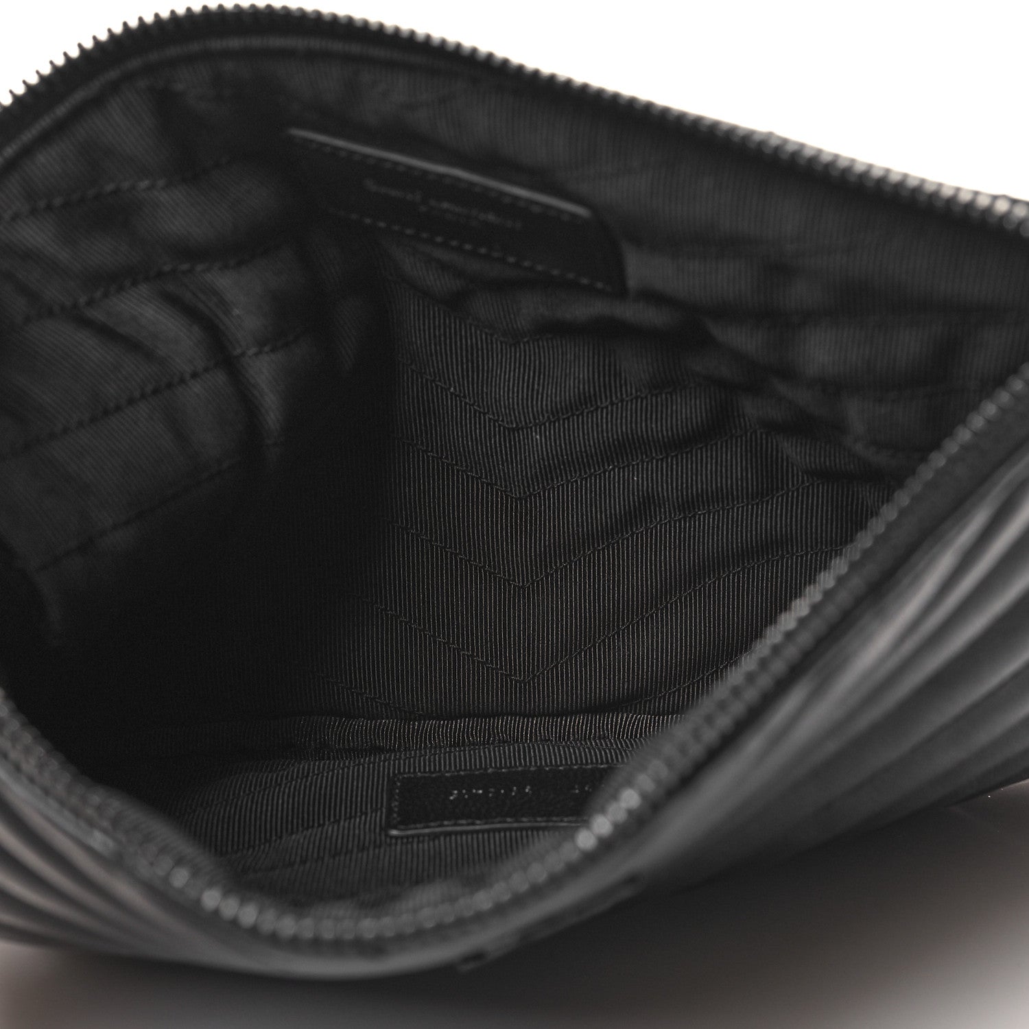 Saint Laurent Lambskin Matelasse Chevron Monogram Monochrome A5 Wristlet Black 5 of 11