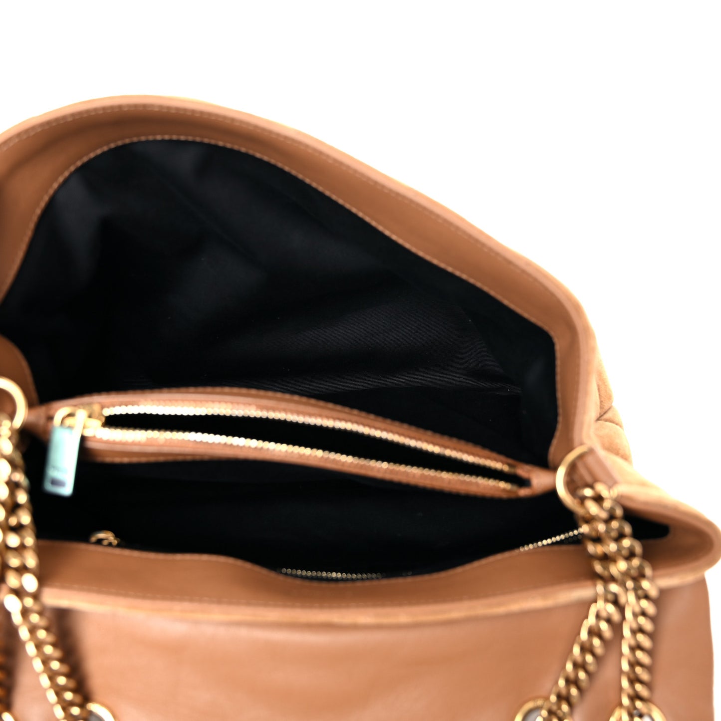 Suede Y Quilted Monogram Medium Loulou Chain Satchel Cinnamon