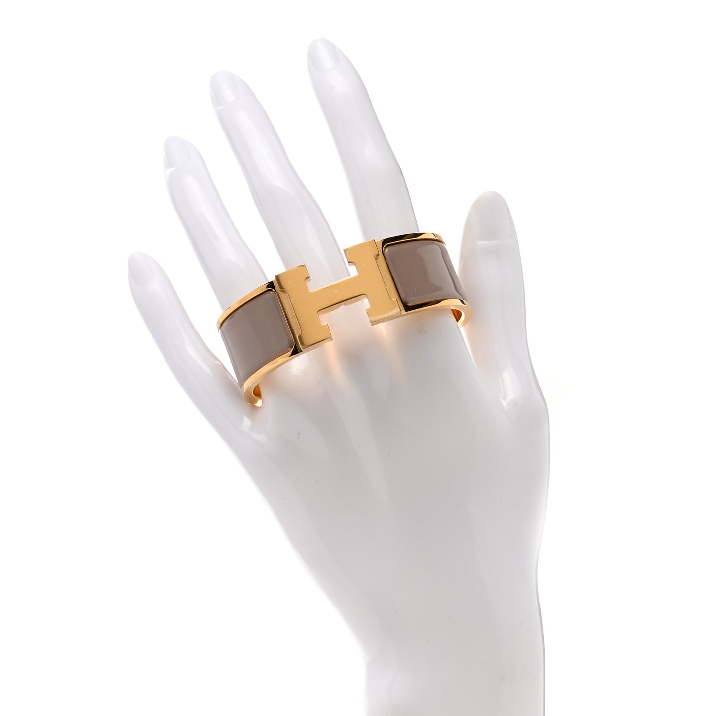 Enamel Wide Clic Clac H Bracelet PM Marron Glace