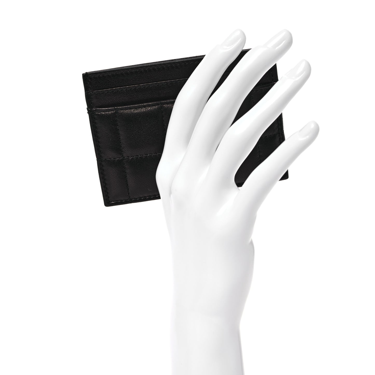 Lambskin Carre Quilted Gaby Card Case Black