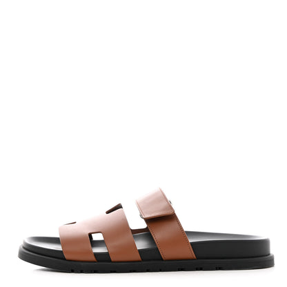 Hermes Calfskin Mens Chypre Sandals 42 Gold 1 of 12