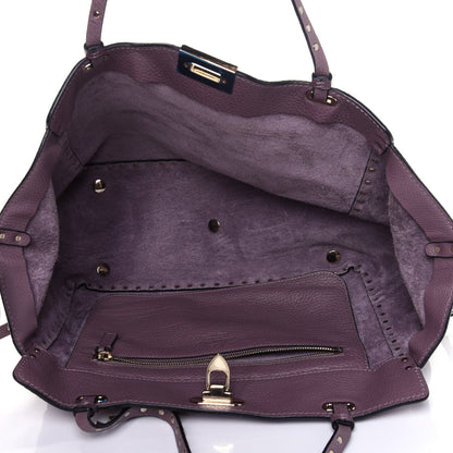 Valentino Garavani Pebbled Calfskin Medium Rockstud Tote Dark Mauve 4 of 11
