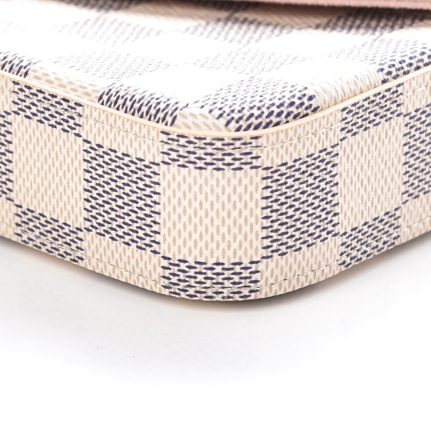 Damier Azur Pochette Felicie Chain Wallet Rose Ballerine