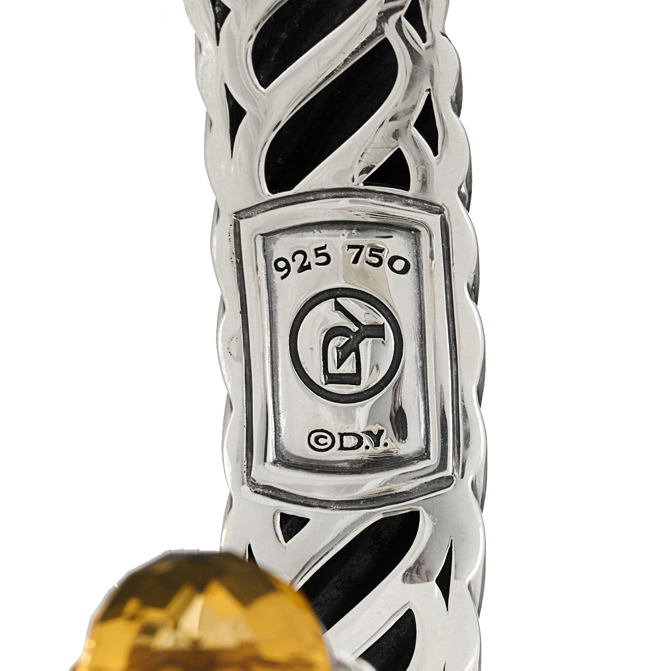 David Yurman Sterling Silver 18K Yellow Gold Citrine 10mm Waverly Bracelet 3 of 3